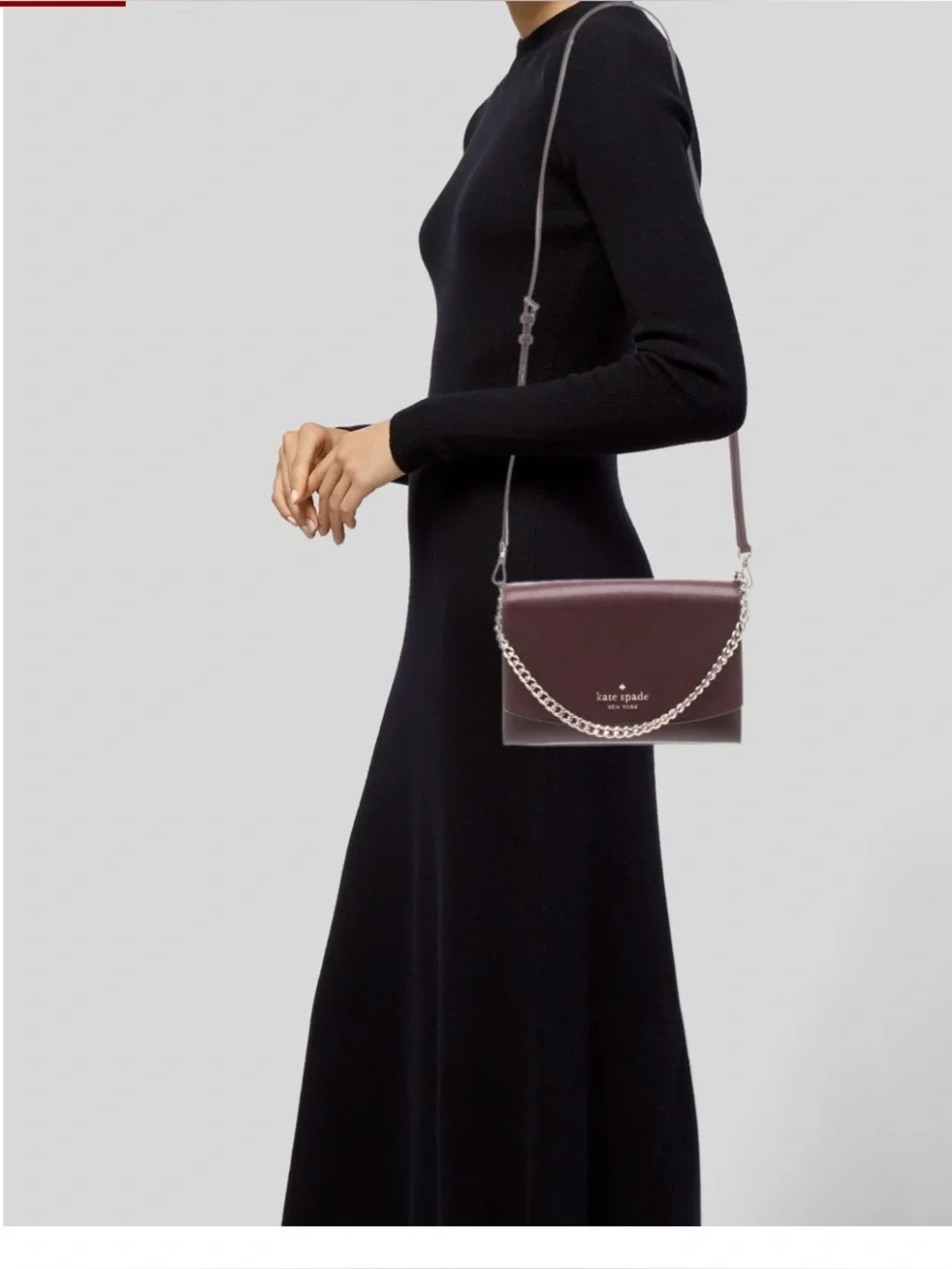 kate spade Burgundy Crossbody/shoulder bag with Gold Chain and Leather Strap